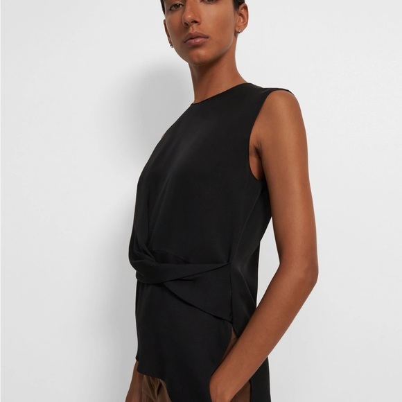 Theory Sleeveless Twist Top in Silk Georgette - Picture 3 of 7